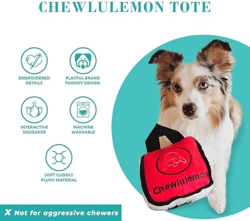 Haute Diggity Dog Chewlulemon Tote Bag Plush Dog Toy, Designer Parody Toy