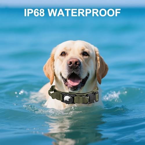 Tactical AirTag Dog Collar Leash Set - Heavy Duty, Adjustable GPS Collar