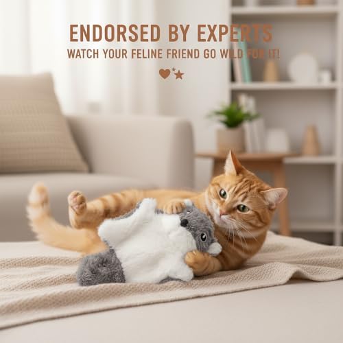 3 Pcs Interactive Flying Squirrel Cat Toy with Catnip, Squeaker & Crinkle Paper - Ultra-Soft Plush Kitten Chew Toy for Indoor Cats, Stimulating Exercise & Boredom Relief Stuffed Animal (2 Colors)