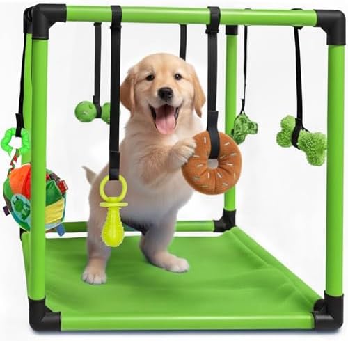 Race&Herd 19.5" Puppy Play Gym — Small Dog Jungle Activity Mat (Lime)