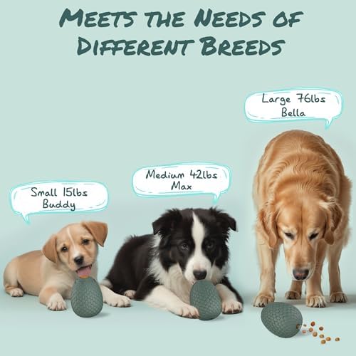 Treat Dispensing Dog Cognitive Toy to Keep Them Busy, Freezable Fillable Rubber Enrichment Lick Toy for Small and Medium Dogs 10-60 lbs, Long-Lasting Interactive Puzzle Dog Toy (Green)
