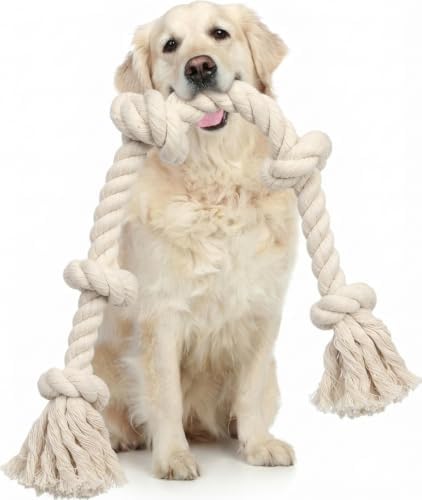 Tough Dog Rope Toy, 100% Natural Cotton, X Large - 3.3 Feet