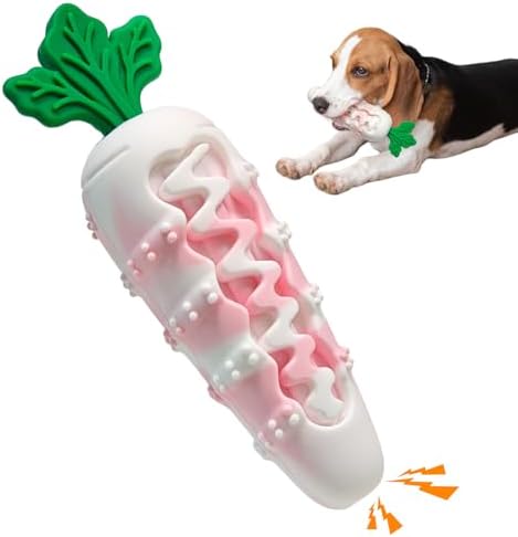 Durable Puppy Teething Toy, Squeaky Carrot Dog Toy