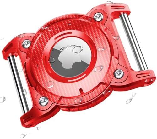 ONEONTA for Airtag Dog Collar Holder | Airtag Dog Waterproof - Airtag Holder for Dog Collar with Removable Metal Loop, Sturdy TPU, Lightweight, Compact Size, Fits 1" Width Collar, Red