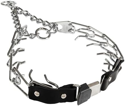 Herm Sprenger Prong Collar for Dog Training with Easy Quick Release Cliclock & Swivel Ring- German Made Dog Collar with Chrome Plated Stainless Steel 4mm Prongs for X-Large Dogs (25-30" Neck)