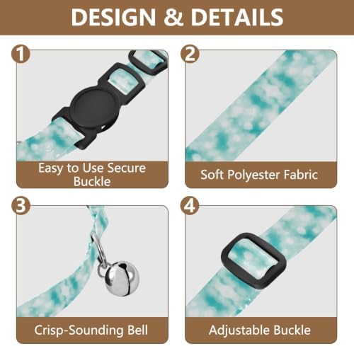 Aqua Blue Dots Lightweight Small Dog Collar, 2 Pack Kitten Collar with Bell