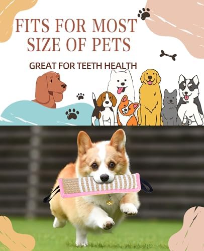 Clysoru Squeaky Tug Toy for Dogs Jute with 2 Strong Handles Lasting Training Equipment Puppy to Large Dog Interactive Toys of War Pull Indestructible Rope Pet Crinkle Teething