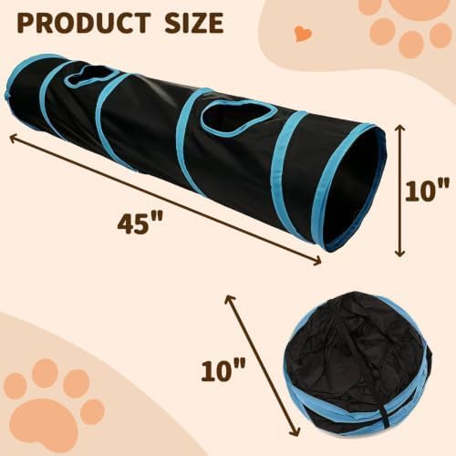 Cat Tunnel, Foldable Rainbow Polyester Interactive Play Toy for Rabbits