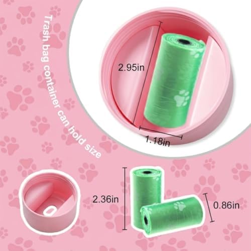 Dog Water Bottle with Food Container, Portable Dog Bowl, Travel Pet Pink