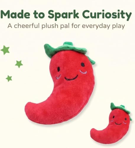 1 Pc Funny Red Fruit Dog Toys, Vegetable Dog Toys Squeaky Plush Chili Eggplant Corn Puppy Toys for Small Dogs,Chili, Nice and Practical