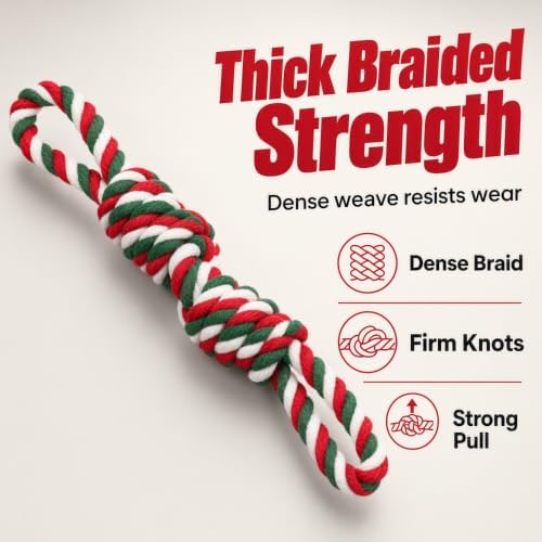 Heavy Duty Dog Rope Toys, Thick Braided Tug Toy for Small Medium Large Dogs (Mixed Colors, Large)