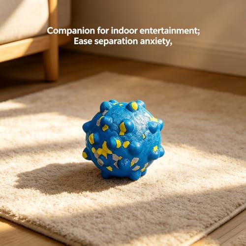 Dog Ball Toys for Aggressive Chewers, Indestructible Squeaky Fetch Toys for Large Medium Dogs, Durable E-TPU Bouncy Balls Interactive Floatable Training Toy for Outdoor Indoor Pool