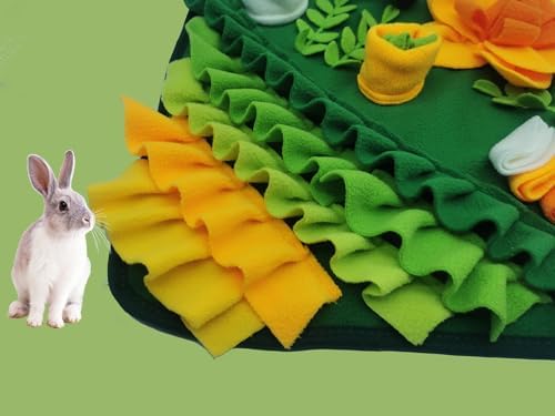 Rabbit Foraging Mat,Bunny Snuffle Mat for Small Animals Puzzle Toys Pets Interactive Feeding Mat for Guinea Pigs Hedgehog Chinchilla Puppies (Green, S)