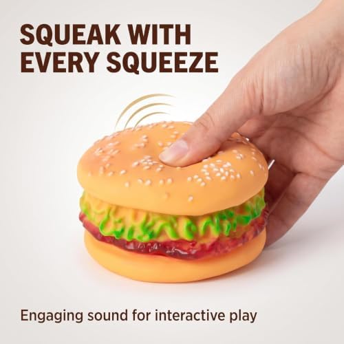 4 Pcs Bite-Resistant Dog Toys Squeaky Chewing Toys Tooth Cleaning Dog Supplies, Golden Retriever Teddy Pets, etc, Training, Sofa Damage Prevention, Hamburger Pet Toys Squeak Toys