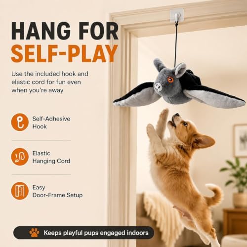 Flying Bat Toy for Dogs & Cats, Flapping Wings Cute Bat, USB Rechargeable