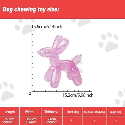 Durable Dog Chew Toy – Balloon Dog Shape, 6.14” for Medium & Large Dogs, Tough Plastic, Interactive Chew Toy for Boredom & Dental Health（Pink）
