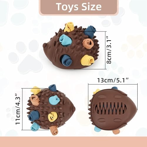 Hedgehog Treat Dispensing Dog Toy, Interactive Puzzle Toy for Dogs (Brown)