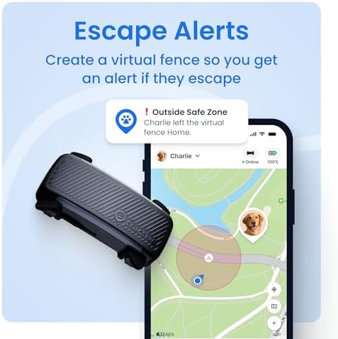 Tractive Smart Dog GPS Tracker | Live Pet Tracker with Virtual Fence | Vital Signs Monitoring of Heart & Respiratory Rate | Bark Monitoring | Dog Collar Attachment (Black)