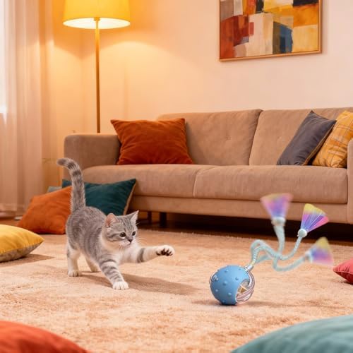 Interactive Cat Toys for Indoor Cats,3-Tails,Automatic Moving Kitten Toys
