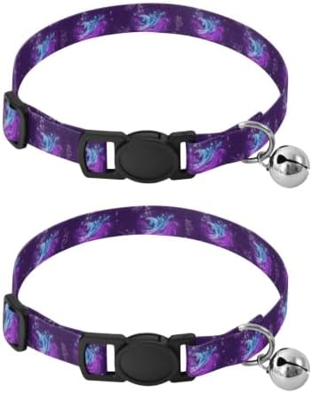 2 Pack Kitten Collars Glowing Pastel Butterflies Collar with Bell for Dog Puppy, Adjustable 10.6 to 17.1 Inches