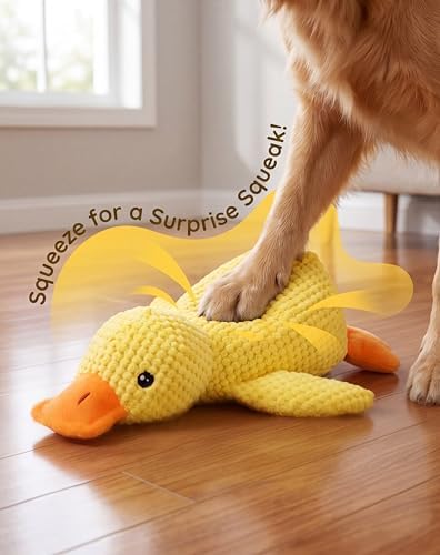 JINTONE Funny Dog Toy,Yellow Squeaky Dog Toy Duck for Dogs(Small Size)