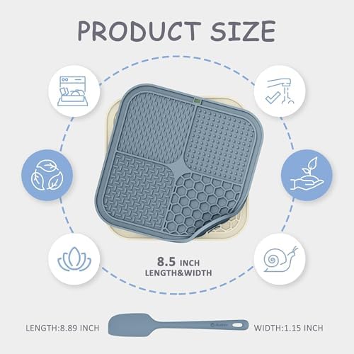 ChefAide 2 Pack Lick Mat for Dogs,Cats,Upgraded 8.5×8.5 inches Licking Mats with Suction Cups,Slow Feeder Licking Pad for Anxiety Relief and Boredom Reducer,Suitable for Dog Training