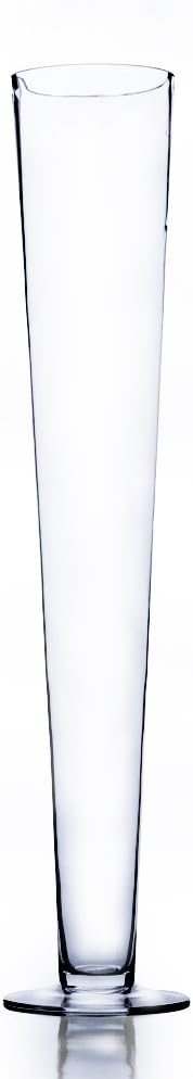 WGV Trumpet Glass Vase, Open 4", Height 23.5", (Multiple Sizes Choices) Clear Tall Pilsner Floral Planter Container Centerpiece, Wedding Event Home Decor, 1 Piece (VTV0424)
