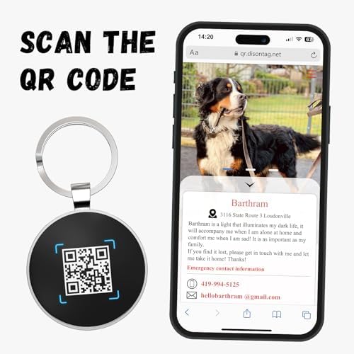 QR Code Dog Tag -On Pet ID Name Tag for Dogs, Cats & Horses – Custom Personalized Noiseless Tag with Jingle-Free Fit & Online Profile Display