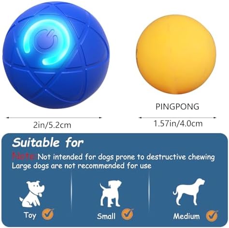 2 PCS Interactive Dog Ball, [2026 Newly Upgraded] Automatic Moving & Bouncing Dog Toy to Keep Them Busy,Pet Vibrating Ball for Dogs/Cats, Durable Pet Balls for Small&Medium Dogs(Blue & Orange)