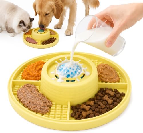 Interactive Dog Lick Bowl & Mat with Rolling Ball, Slow Feeding Toy