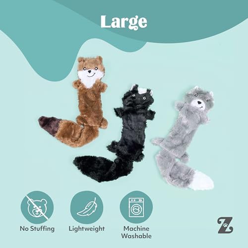 ZippyPaws Skinny Peltz No Stuffing Dog Toy Pack to Keep Them Busy - 18"