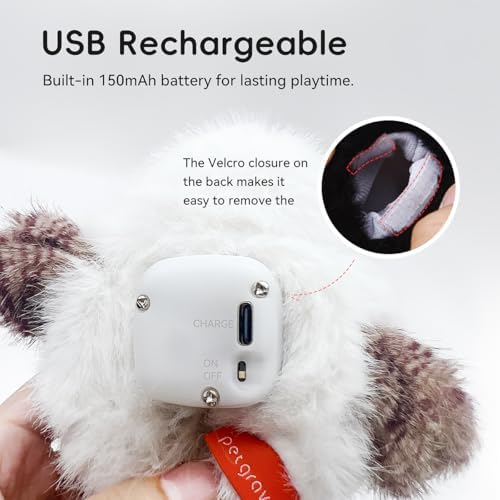 Petgravity Flapping Bird Cat Toy (No Flying), Lifelike White Tit Chirp Tweet Kitten Toy, Rechargeable Touch Activated Cat Toy Interactive Catnip Toy Exercise Toy for All Breeds 5.1" (White)