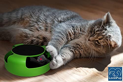 Interactive Cat Scratcher Toy – Manual Spinning Mouse (10”)