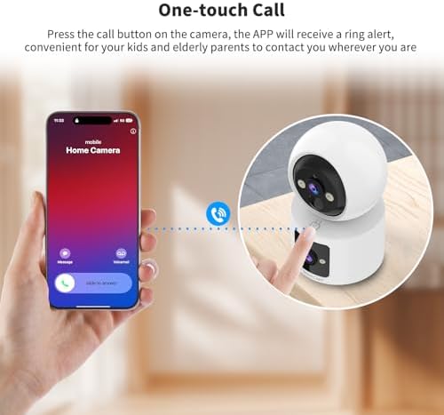 VSTARCAM 2 Lens 2K Indoor Camera with Micro SD Card 64 GB, One-Tap Call, PIR Motion Detection, Color Night Vision, Two-Way Audio