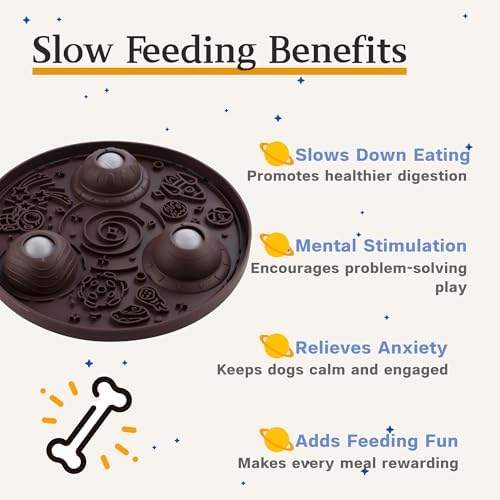 PEDAY Nonslip Silicone Dog Slow Feeder Lick Mat with Rolling Balls
