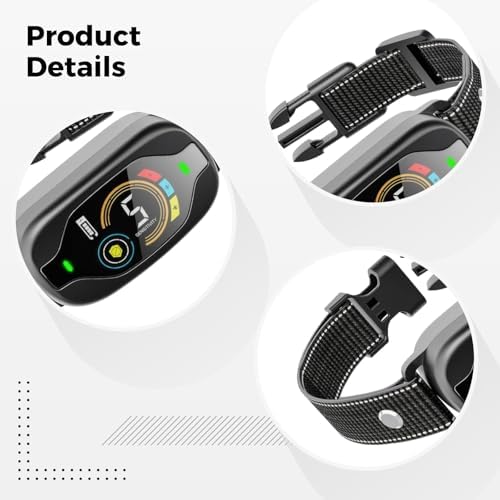 Smart Bark Collar Dogs, Rechargeable with Color Display, Waterproof, 5 Sensitivity Levels, 25 in Reflective Nylon Strap