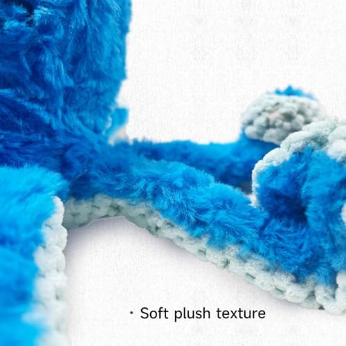 TRAVEYO Blue Octopus Dog Toys with Squeaker，Dog Treat Toys with Soft Rope Tentacles with Treat Hiding Pockets, 14.17 Inches