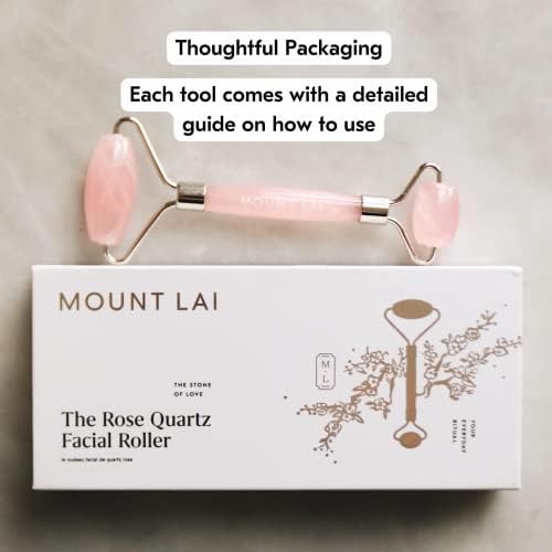 Mount Lai De-Puffing Rose Quartz Facial Roller – The Stone of Love, Certified Rose Quartz Face Roller for Anti-Aging, Soothing & Radiant Skin, Facial Massager Tool for Self-Care Ritual