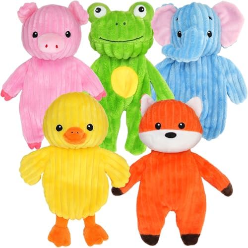 PrimePets 5PCS Plush Crinkle Squeaky Dog Toys for Small Medium Large Dogs