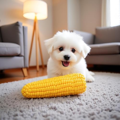 Pet Dog Corn Shape Squeaky Bite-Resistant Interactive Play Chew Pet Supplies Dog Toy Corn, Aggressive Chewers for Dog