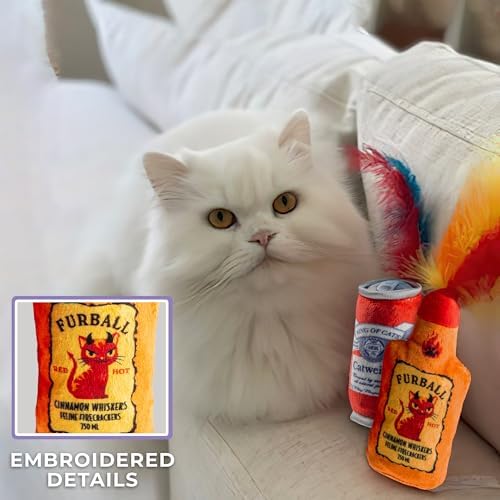 Haute Diggity Kitty Catweiser + Furball Set, Soft Plush Cat Toys