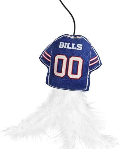 Pets First NFL Team Jersey Wand with CAT NIP, Cat Toy Jersey Shaped Plush Teaser Toy for Cats & Kittens - Interactive Pet Toy for Play & Exercise, Buffalo Bills