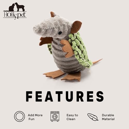 Hollypet Armadillo Squeaky Puppy Dog Toys for Small Medium Dogs, 6"
