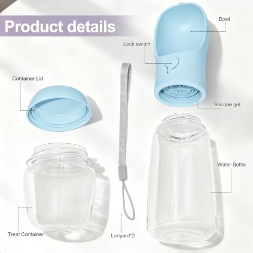 Portable Dog Water Bottle with Food Container, Drinking Bottle for Travel
