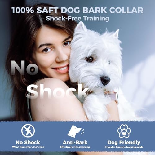 Anti-Bark Collar for Small Dogs, No Shock Bark Collar with Beep & Vibration, 1-5 Sensitivities Adjustable, Rechargeable Barking Collar, IP67 Waterproof - Humane Bark Collars, Rose Pink