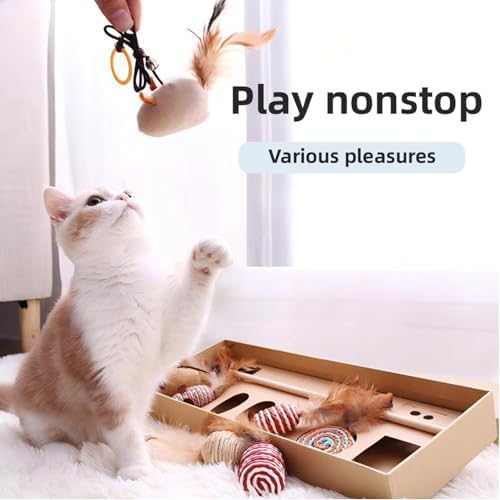 Cats Wand Toy Cat Teaser Toy Stretchy Rope Mouse Shape with Bell Feather Cat Self-Help Relief Toys Bite and Wear Resistant Pet Interactive Toy Suitable for Kittens Adult Cats Households