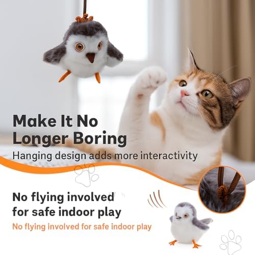 Interactive Flappy Bird Cat Toy – Sandpiper with Flapping & Chirping Sounds, Indoor Play & Exercise Toy for Cats (Does Not Fly)