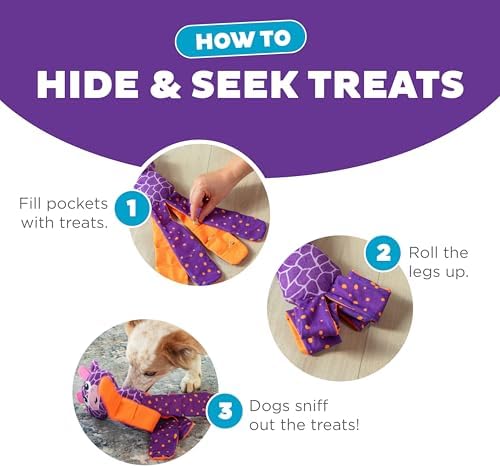 Outward Hound by Nina Ottosson Silly Legz Interactive Plush Dog Puzzle Dog Enrichment Toys, Plush, Floppy, Long, Giraffe, Purple