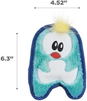 Outward Hound Durablez Minis – Squeaky Plush Dog Toy, No Stuffing for Less Mess, Interactive & Tough, Jumbo Squeaker, Puppies & Small Dogs, Penguin, 6.3"