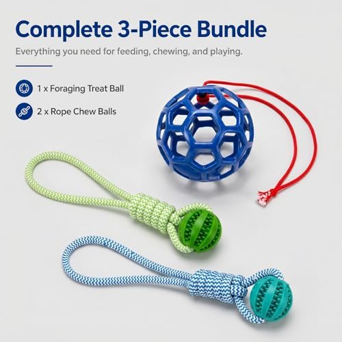 Ronyes 3 Pcs Pig Enrichment Toys, Treat Feeder and Rope Balls for Pet Pigs